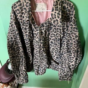 Anthropologie Leopard Print Bomber Jacket